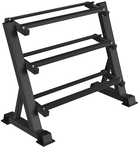 3 Tier Dumbbell Rack, 1200LBS Heavy Duty Weight Rack for Home Gym, Adjustable Storage Organizer for Free Weights, Quick & Easy Assembly, Dumbbell Rack Stand Only