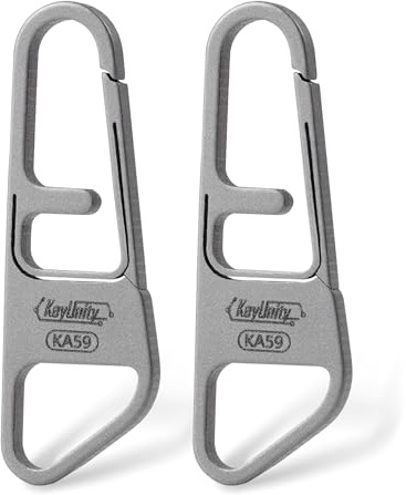KeyUnity KA59 Titan-Reißverschlussanhänger, Ersatz für Reißverschlussschieber, Ultraleicht, CNC-gefräst, rostfrei, universeller Ersatz für Rucksäcke, Jacken, Gepäck und EDC (KA59 Grau, 2 Stück)