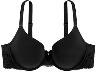 Dorina ADELE Damen Leicht Gepolsterter Demi-BH, Weicher Mikrostoff mit Floralspitzenband, Bügelstütze, Verstellbare Träger, Satinschleife mit Diamantanhänger, Weiß