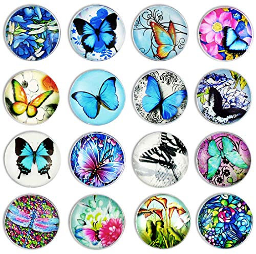 Cosylove 16 Kühlschrankmagnete mit Blume, Kristallglas, Kühlschrankmagnete für Büroschränke/Whiteboards, Fotos, schöne dekorative Magnete für Zuhause, Dekorieren Butterfly and Tree