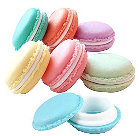 Naisicatar Mini-Makronen-Kosmetik-Schmuck-Aufbewahrungsbox, Reise-Ohrring-Organizer, Behälter in zufälligen Farben, 6 Stück