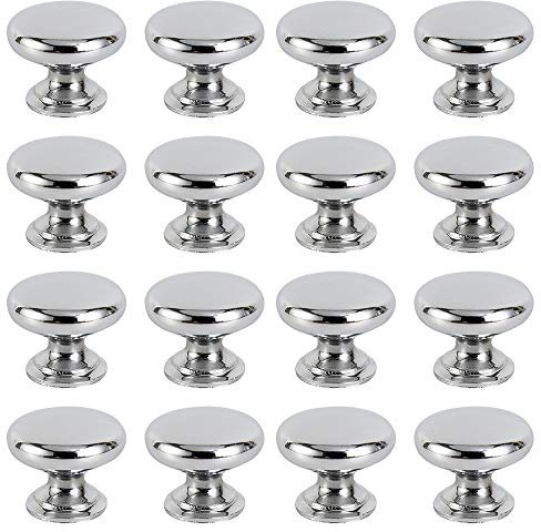 Your's Bath 16pcs 25mm Door knob Handles Round Stainless Steel Chrome Door Handles for Kitchen Cabinet Drawer Cupboard Wardrobe Furniture