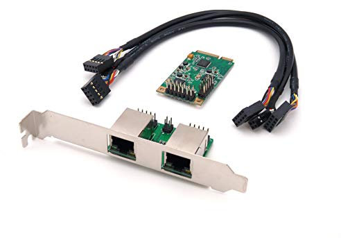 Netzwerkkarte Gigabit Ethernet – Mini PCI Express Karte (mPCIe - Mini PCIe) mit 2-Port Gigabit LAN 10/100/1000 Mbps - 2 Chipset Realtek RTL8111 – Low und High Profile - by Computer Disctrict