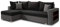 Ecksofa Lord mit praktischen Regal - Sofa mit Bettkasten und Schlaffunktion, Schlafsofa, Polsterecke, Couch L-Form, Couchgarnitur, Sofagarnitur (Grau + Schwarz (Alova 10 + 04), Ecksofa Links)