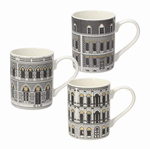 Tognana 6er Set Kaffeebecher/Mug Iris aus der Serie Boulevard, grau, 360 ml Volumen/Becher, modernes Fassaden Design, aus Porzellan