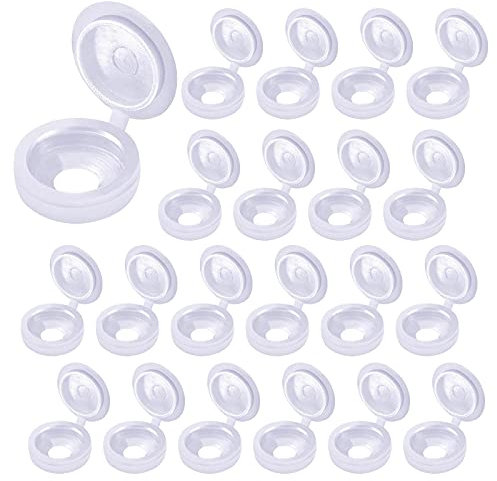 Lahviuu Capuchons de Vis à Charnière,200pcs Cache Vis Bouchon Plastique Couvercles à Vis Rabattables Cache Trou pour Décoration de Maisons, Armoires et Armoires de Meubles(Blanc)