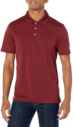 Amazon Essentials Men's Golf Polo Shirt, Short Sleeve, Slim-Fit, Quick-Dry, Rich Burgundy, S