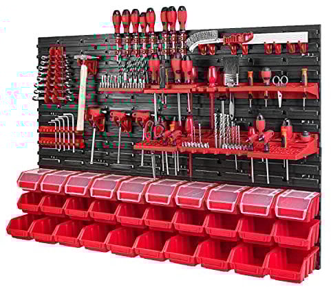 PAFEN Panneau Mural Porte-Outils - Rangement Outil - Armoire Garage - Tableau Organisation - Étagère Murale Empilable pour Atelier - 30 pièces - 1152 x 780 mm