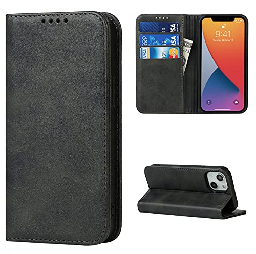 Copmob iPhone 13 Case, Flip Wallet Leather Case [3 Slots] [Magnetic Closure] Flip Case Cover for iPhone 13 – Black