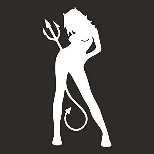 AMA SHOP sticker adesivo prespaziato diavolo donna sexy colore bianco in pvc per decalcomanie parete murale auto moto casco camper barca