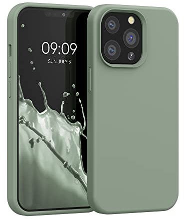 kwmobile Case Compatible with Apple iPhone 13 Pro Case - TPU Silicone Phone Cover with Soft Finish - Gray Green