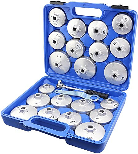 imatenn Oil Filter Removal Socket Set, 21pcs Oil Filter Cap Wrench, Cup Type 14 Flute 15 Flute 18 Flute, Easily Removes Filters of 65,67,72,73,74,75,76,79,84,89,91,92,95,101mm for Oil Change