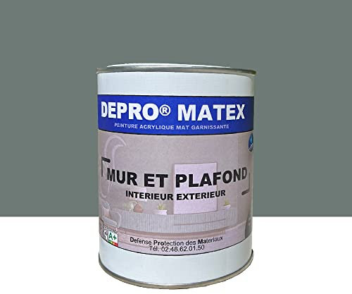 DEPROMA | Peintures Mur et Plafond | 1KG | peinture acrylique mate garnissante (Gris clair / E14-17)