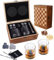 ZBPASL Whisky Geschenkset für Männer,8 Whisky Steine mit 2 Whiskey Gläser,Whiskeyglas, Eiszange mit Holzbox(Style 01)