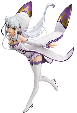 Zhongkaihua Anime Rem and Ram Figur Anime Cartoon Charakter Modell Statue Actionfigur Spielzeug Desktop Ornamente Sammlerstück Zubehör Geschenk (22 cm, Emilia)