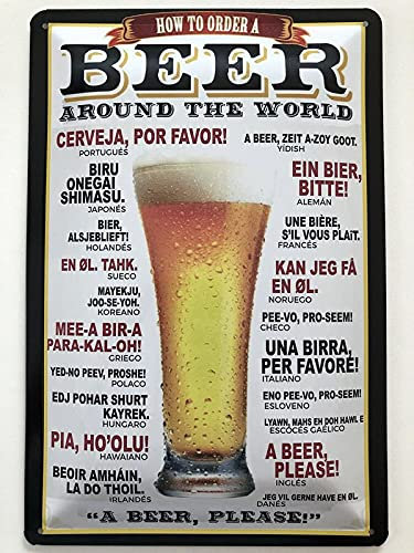 mrdeco Metall Schild 20x30cm How To Order Beer Around The World Bier Pils Ale Tin Sign