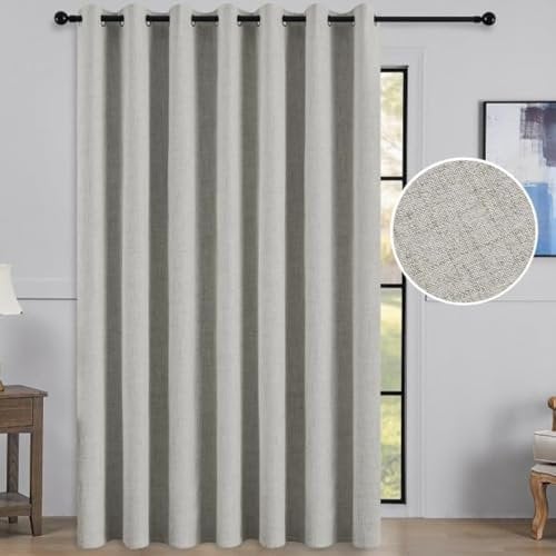 Topfinel Linen Curtains Natural 100% Blackout Curtains for Bedroom Door Curtains Curtains for Living Room 90x90 Curtains Eyelet,228 x 228 CM 1 Panels