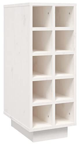 vidaXL Armoire à Vin Casier à Bouteilles Porte-Bouteille Étagère à Vin Stockage Rangement Maison Intérieur Blanc 23x34x61 cm Bois de Pin Massif