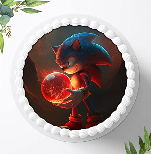 Für die Geburtstags Torte, Zuckerbild kompatibel mit: SONIC Tortenbild, Essbares Foto für Torten, Fondant, Tortenaufleger Ø 20cm, 1062z