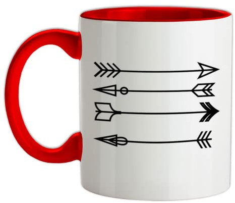 Pretty Archery Arrows - 11oz - Ceramic Two-Tone Mug for Coffee/Tea - Red/White - One Size