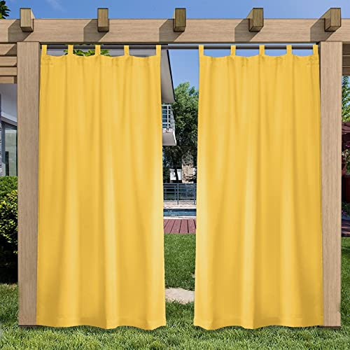 SK Studio Rideau Extérieur pour Pergola, Imperméable Coupe-Vent Protection UV Rideau avec Pattes Fixation Facile Décoration pour Terrasse Jardin & Patio, 1 Panneau Jaune, 132x213cm