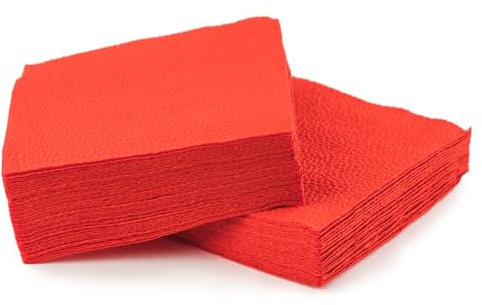 Caterello Rote Servietten – Packung mit 100 2-lagigen 33 cm starken Papierservietten – farbige Lunchservietten – rote Servietten