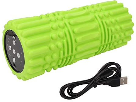 Schaumstoffrolle mit Vibrationsfunktion, Tiefengewebe-Massagerolle Zur Myofaszialen Muskelentspannung, Kann Musik Hören, Wiederaufladbarer Fitness-Roller, Grün