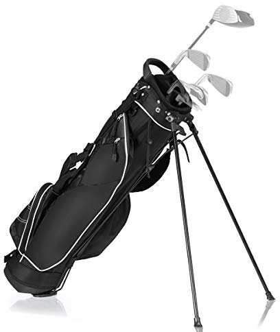 GYMAX Golf Stand Bag, Professional Golf Club Bag with 4 Way Divider, 4 Storage Pockets and Adjustable Shoulder Strap, Waterproof Golf Carry Bag for Men & Women (Black)