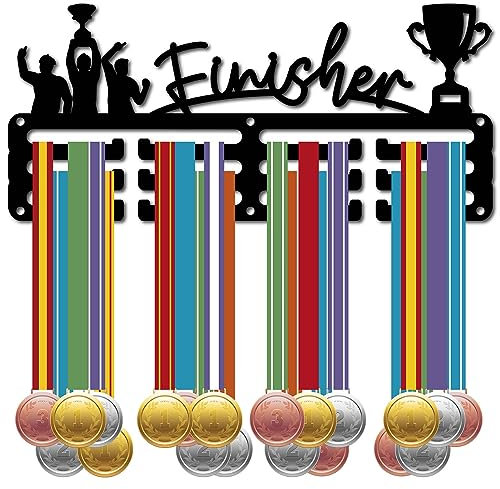 CREATCABIN Finisher-Medaillenhalter,Medaillenaufhänger,Präsentationsständer,Sport-Metallaufhängung,Auszeichnungen,Eisen,Kleine Halterung,Dekor,Für Zuhause,Abzeichen,Rennen,Laufen,Schwarz,29x13cm
