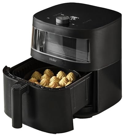Haier Air Fryer XXL I-Master Serie 5 Friteuse Sans Huile, Capacite 7L jusqu'à 6 personnes, Fenêtre de Contrôle, Cuisson à l'Air Chaud,Rôtissage,Gril, Cuisson Lente, Décongélation, Yaourt, Noir
