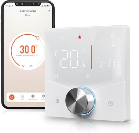 MOES Termostato Calefacción WiFi,Termostato Inteligente por Caldera, Termostato Digital de Pared Programable con Tiempo,Compatible Alexa Echo/Google Home, Smart Life/Tuya App