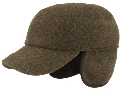 Breiter Winter Baseball Cap Schirmmütze mit Teflon® Membran Basecap ausklappbarer Ohrenschutz Wolle