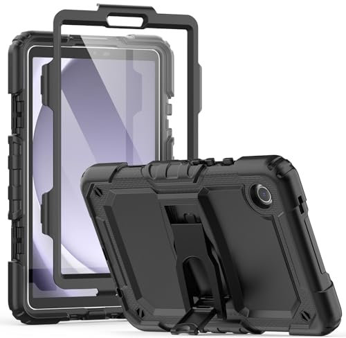 SEYMCY Case for Samsung Galaxy Tab A9 8.7 Inch 2023(SM-X110/X115/X117), Full-body Shockproof with Screen Protector, Folding Stand for Samsung A9 Tablet Case, Black