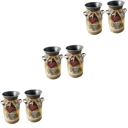 IMIKEYA 6 STK Zinnbrunnen Metall Schäbige Schicke Krugvase Vintage Alte Milchkanne Verzinkter Krug Retro Kann Hohe Schäbige Vasen Rustikaler Blumeneimer Kann Vase Schweinekäfig Eisenblech