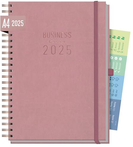 Häfft® Business-Timer 2025 A4 Maxi Altrosa 1 Woche 2 Seiten - XL Terminplaner, Wochenplaner, Wochenkalender, Organizer, Terminkalender - nachhaltig & klimafreundlich