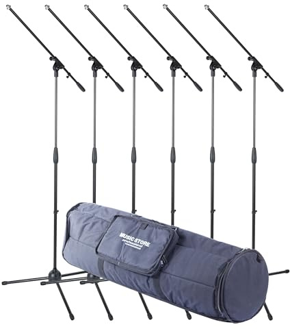 MUSIC STORE Mic 5 MKII Tasche, 6er Mikrofonständer-Set, Nylon, gepolstert, wasserabweisend