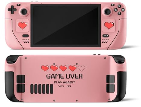 Generic Kompatibel mit Steam Deck Skin, Game Over Pastel Pink Hearts Design, Custom Full Wrap für Steam Deck LCD und OLED Decal Cover, 3M Vinyl Aufkleber