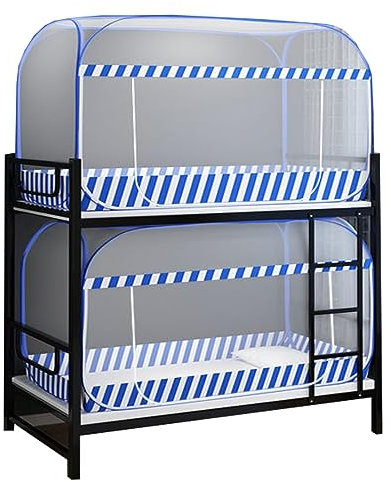 Einzeltür Pop-Up-Jurte Einzelbett – Reise Camping Tragbares Bett Baldachin, blau, 190 x 90 x 100 cm