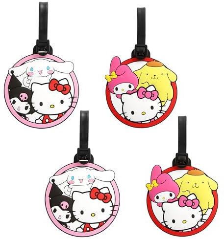 Hello Kitty and Friends Gep ckanh nger f r Koffer, 4 St ck, Sanrio Taschenanh nger f r Gep ck, niedlicher Gep ckanh nger