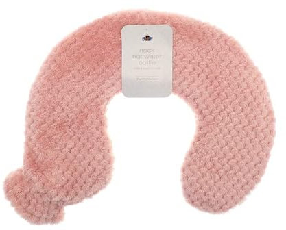 B4E Pink Neck and Shoulder Hot Water Bottle with Soft Popcorn Plush Cover| Neck and Shoulder Long Lasting Hot Water Bottle to Release Pain, Headaches and Relax Muscles