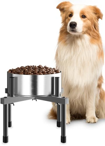 EKNITEY Adjustable Dog Bowl Stand - Sturdy Metal Elevated Stand for Raised Non-slip Dog Feeding Station for Medium Small Sized Dog, Bowl not Included