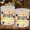 12 Windlicht Tischdeko Silvester, Silvester Deko 2025, Frohes Neues Jahr Deko 2025, Happy New Year Tisch Deko, Silvesterdeko Party Set, Schwarz Gold Tischdeko Geschenk zur Silvester Neujahrs Party