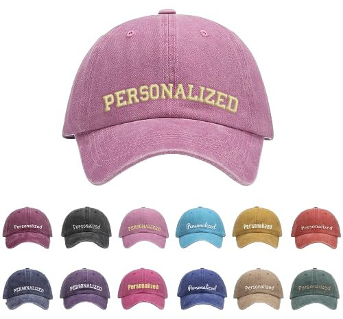 GELLEDI Bestickte Baumwoll-Baseballkappen, niedriges Profil, unstrukturiert, für Herren und Damen, Golf & Alltag, Pink, 57 EU