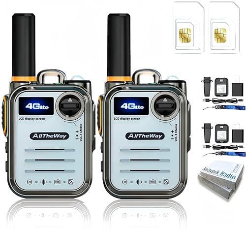 AllTheWay M22 Global Walkie Talkie Unlimited Range 4G POC Rapid Radios 50000KM Long Range Two Way Radio with Earpiece Professional Car, Outdoor, Hiking, Hunting, No Platform fee(with SIM Card)
