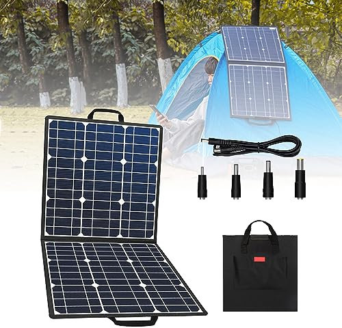Chargeur Solaire 18V - Dragonne Portable, Panneau Solaire 50W/100W - Double Port Usb + Sortie Cc, Panneau Solaire Monocristallin ÉTanche Ipx4 Pour Camping Powerbank,50W