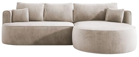 DomoHome - Moderne Ausziehbare Eckcouch Fiore Mit Schlaf-Funktion, Wellenfederung, Verstecktem Stauraum Und 5 Kissen, Ideal Für Elegante Wohnräume RECHTS 284x183x82 cm Salvador 1