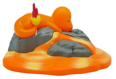 TEKNOFUN - Licence Officiel Pokemon - POKEMON scène lumineuse Salamèche Figurine Lumineuse - USB-C - 811402, Orange-gris