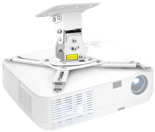QWORK® Support de Plafond Universel pour projecteur, Support pour projecteur Blanc, Rotation à 360°, Inclinaison à 20°, jusqu'à 10 kg
