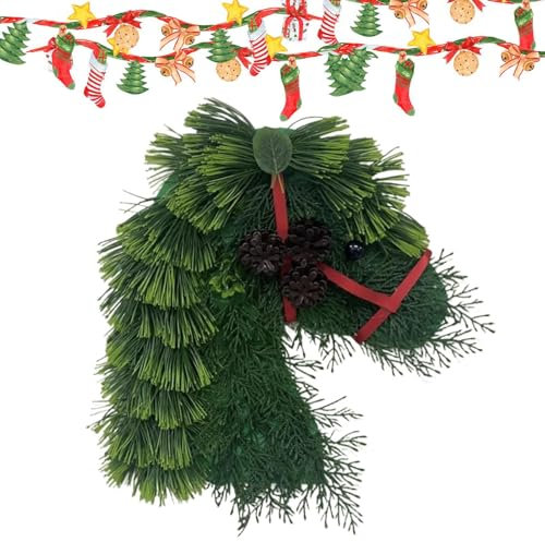 Pferdekopf-Kranz – Pferdekopf-Türkranz, Dekoration, künstlicher Bauernhaus-Kranz, Pferdekopf- -Kranz, Simulationshäuser, Haustür-Hängekranz für festliche Fenster-, Bauernhaus-Dekoration