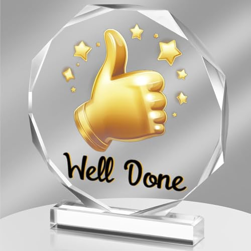 Donrime Well Done Trophy - Acrylic Sport Trophy Award for Sports Day, Matches, Gifts, Prizes, Academic Competitions, Parties, 4.72 x 4.72 Inch
